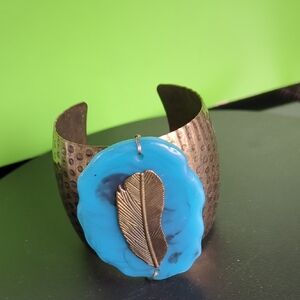 Elegant Blue and Gold Cuff Bracelet